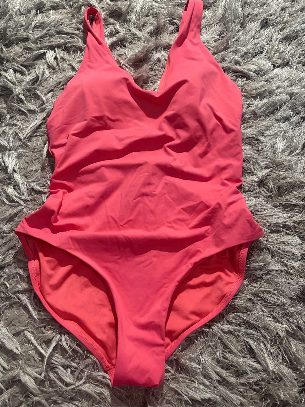 Athleta Hot Coral Pink One-Piece Swimsuit with V-Neck